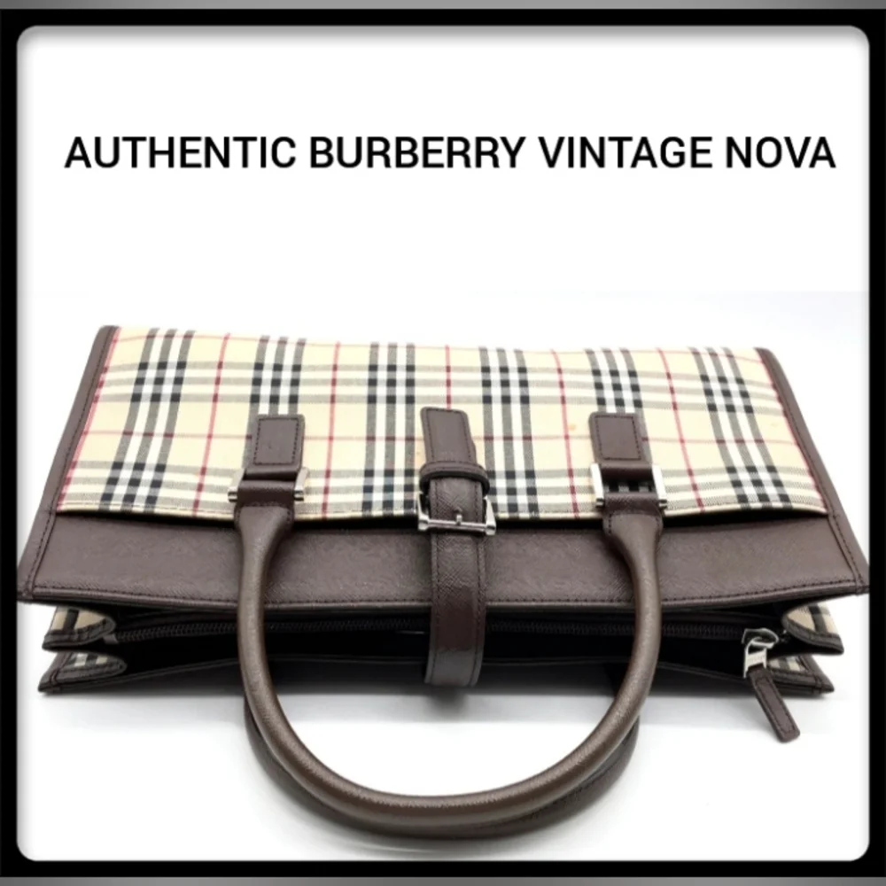 SALE! Authentic Burberry Nova Check Leather Beige/Brown Handbag W/DB - Picture 4 of 14